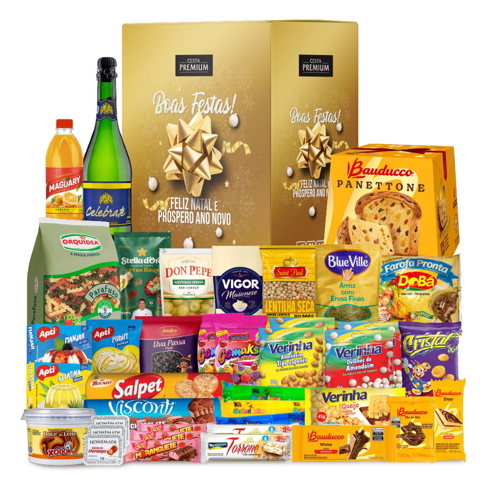 Cesta de Natal Especial com Panettone Bauducco, 40 itens
