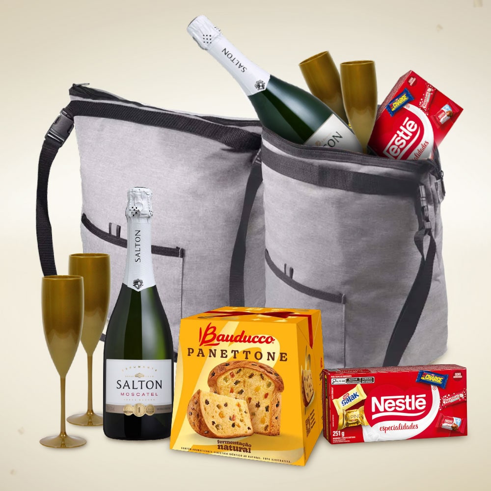 Kit de Natal com Bolsa Térmica, Espumante Salton e Panettone Bauducco
