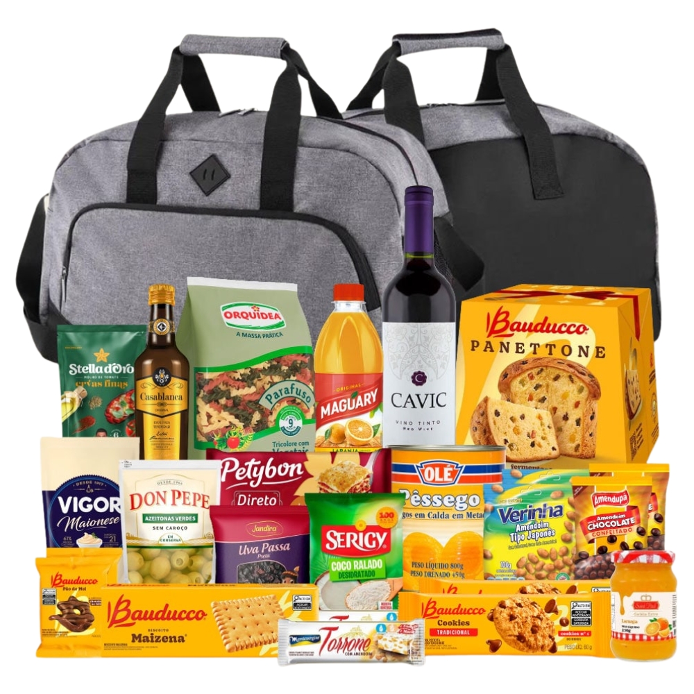 Kit de Natal com mala para viagem e Panettone Bauducco