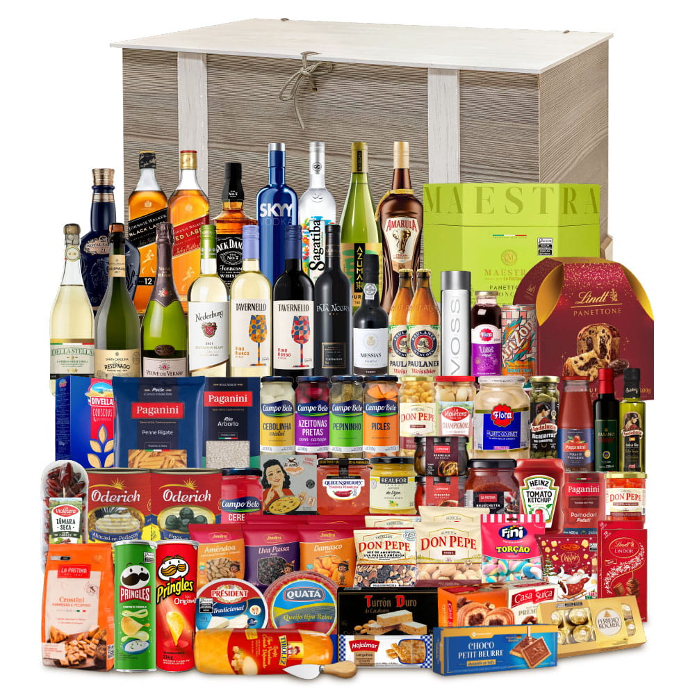 Cesta de Natal Premium 1 com 2 Panettones (Ofner e La Pastina), 77 itens