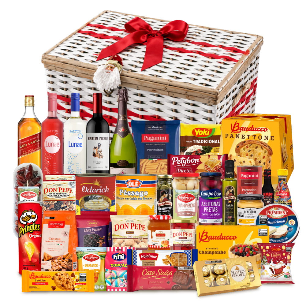 Cesta de Natal Premium 10 com Panettone Bauducco, 40 itens