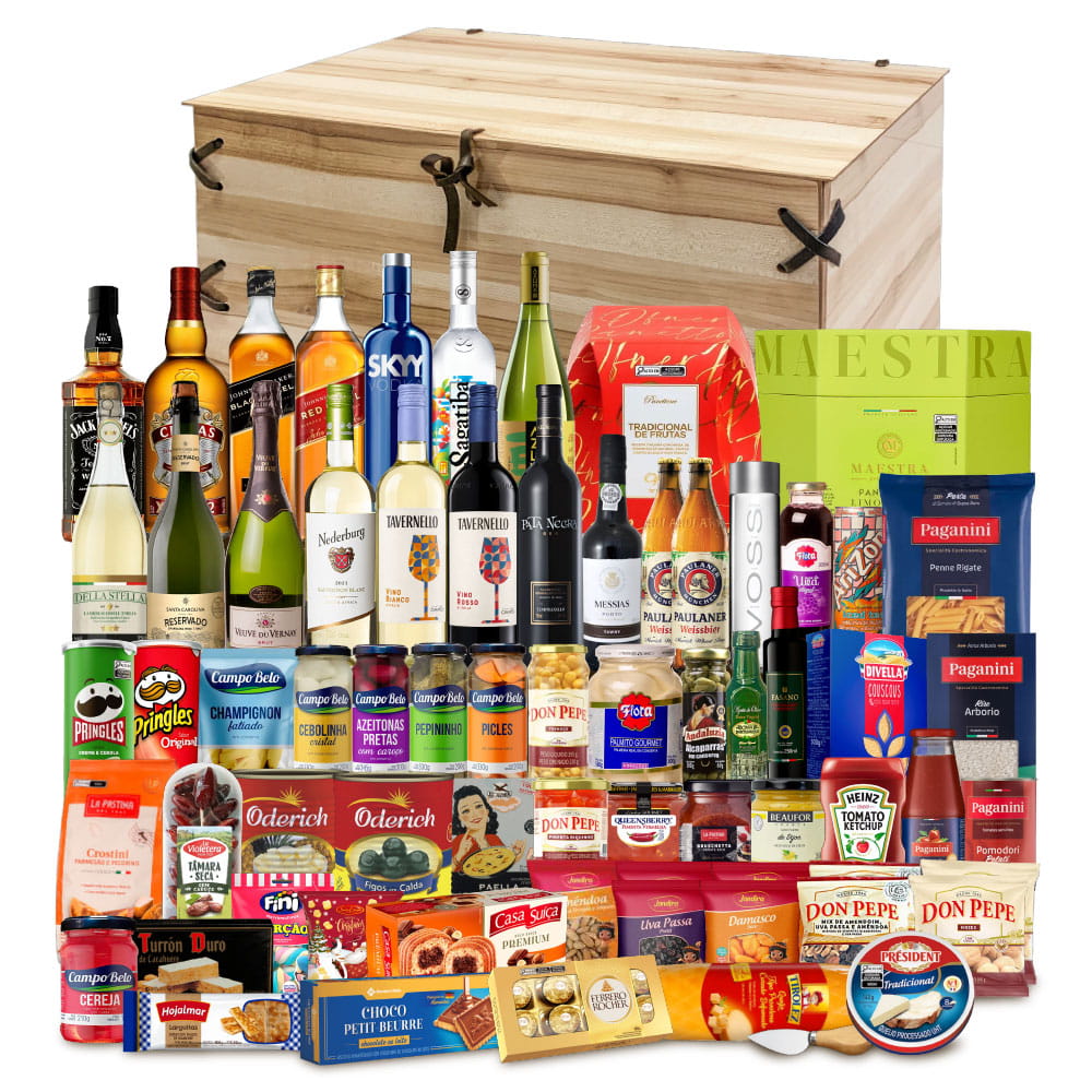 Cesta de Natal Premium 2 com 2 Panettones (Ofner e La Pastina), 71 itens
