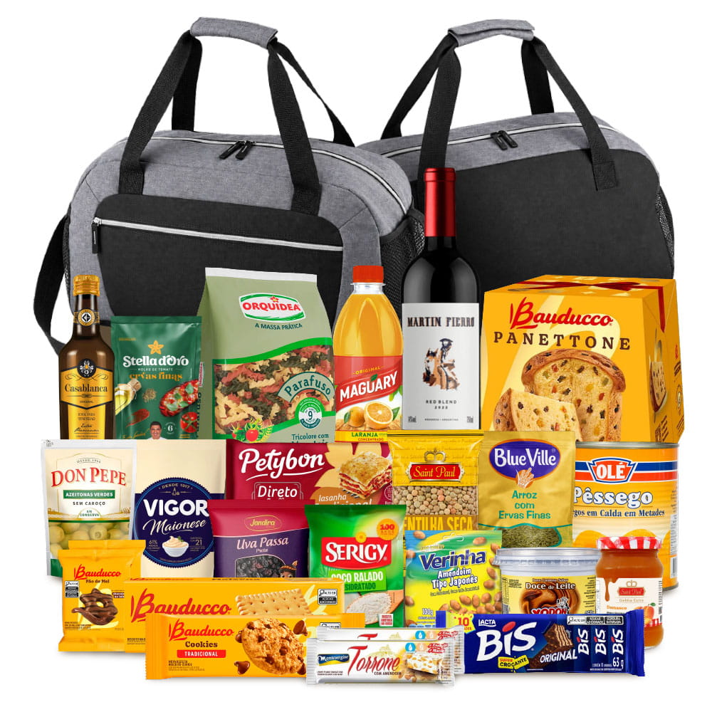 Kit de Natal Viagem com Mala e Panettone Bauducco, 25 itens